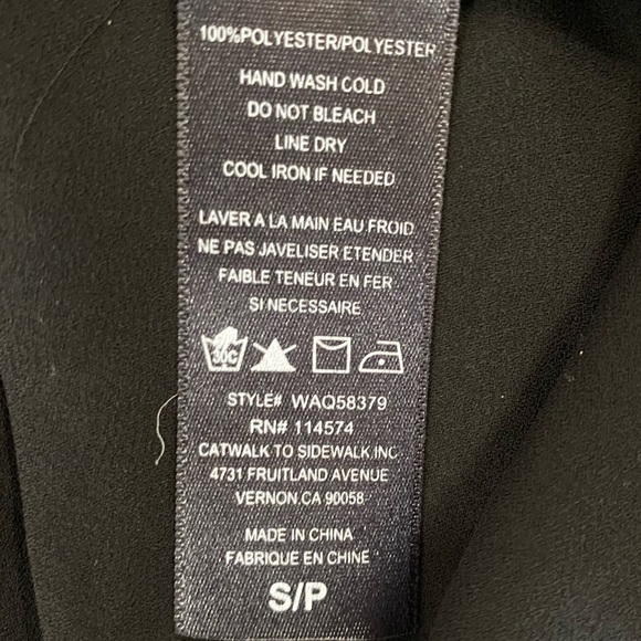 RO & DE Black Button Down Tie Front Blouse Size Small Modern Business Casual - Picture 7 of 7